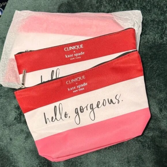 LOT of 3 Clinique x Kate Spade New York "Hello Gorgeous" Makeup Bags NWOT - Picture 1 of 12